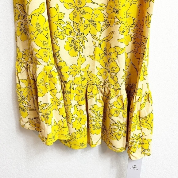 CUPSHE YELLOW FLORAL PRINT ONE  SHOULDER WOMEN SUMMER DRESS SIZE XS BRAND NEW - Picture 3 of 11